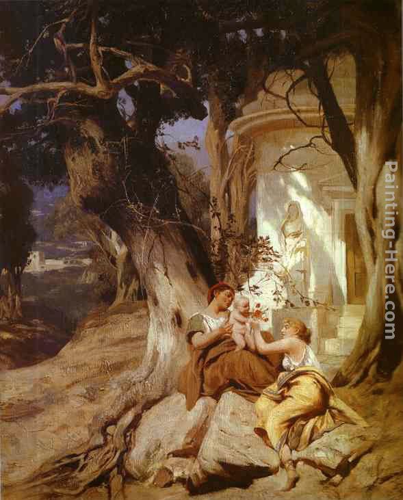 By a Temple (Idyll) painting - Henryk Hector Siemiradzki By a Temple (Idyll) art painting